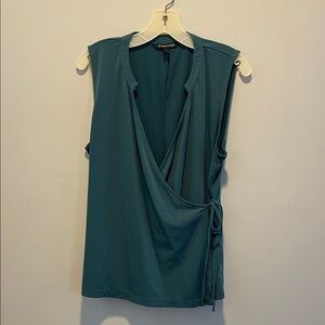 Banana Republic Teal Sleeveless Wrap Blouse